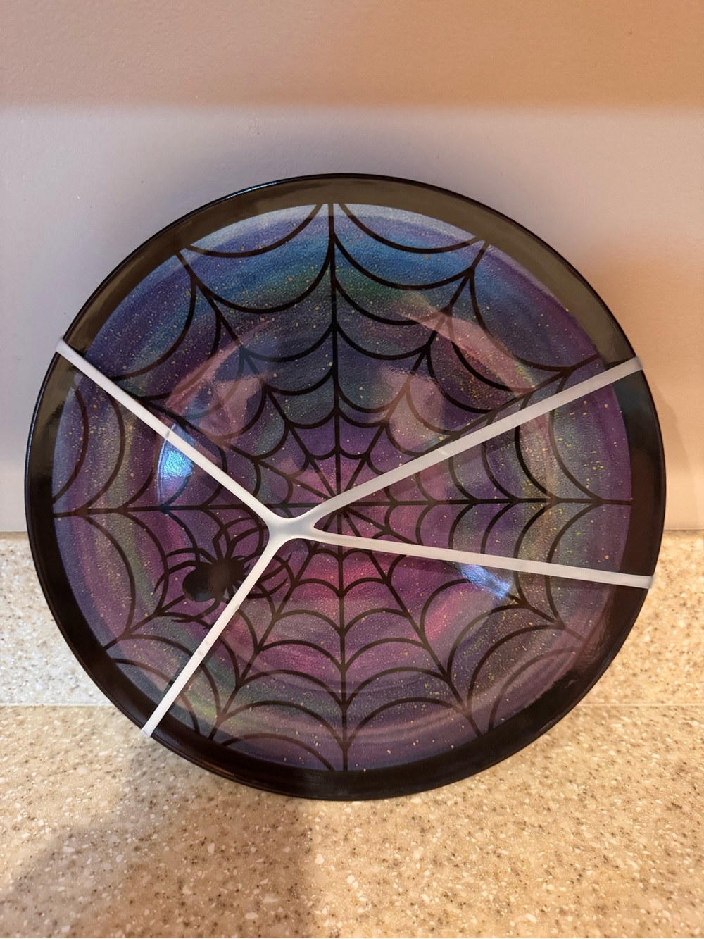 Iridescent Spiderweb Decorative Dinner Plates - Set of 4 Made of Melamine